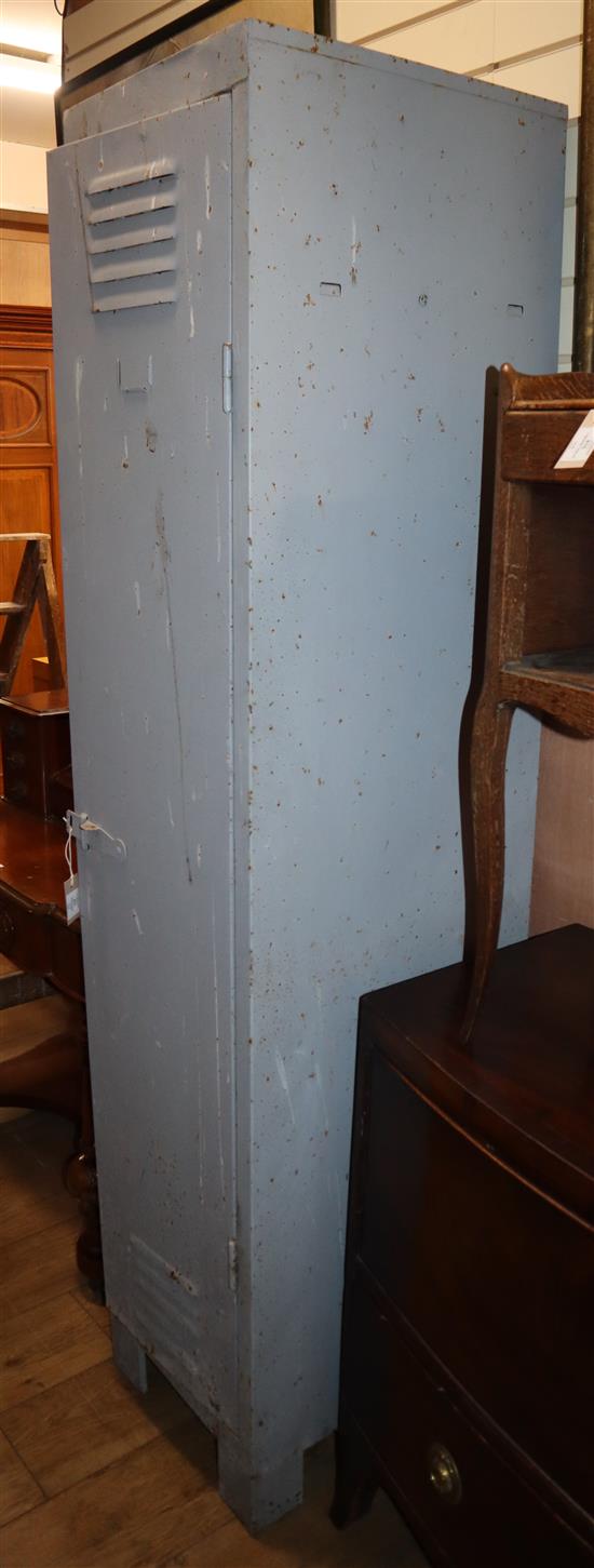 A grey painted metal industrial style locker H.196cm